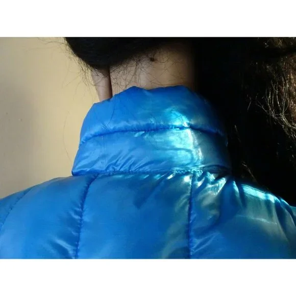 American Eagle Women Puffer Shell  Bubble Jacket Blue Coat Vest Small Sleeveless - Picture 7 of 10